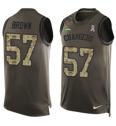 Men's Nike Los Angeles Chargers #57 Jatavis Brown Limited Green Salute to Service Tank Top NFL Jersey
