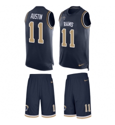 Men's Nike Los Angeles Rams #11 Tavon Austin Limited Navy Blue Tank Top Suit NFL Jersey