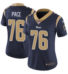 Women's Nike Los Angeles Rams #76 Orlando Pace Elite Navy Blue Team Color NFL Jersey