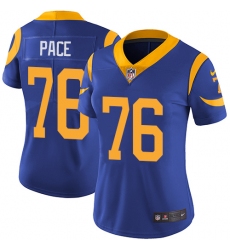 Women's Nike Los Angeles Rams #76 Orlando Pace Elite Royal Blue Alternate NFL Jersey