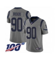Youth Los Angeles Rams #90 Michael Brockers Limited Gray Inverted Legend 100th Season Football Jersey