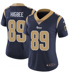Women's Nike Los Angeles Rams #89 Tyler Higbee Elite Navy Blue Team Color NFL Jersey