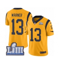 Men's Nike Los Angeles Rams #13 Kurt Warner Limited Gold Rush Vapor Untouchable Super Bowl LIII Bound NFL Jersey