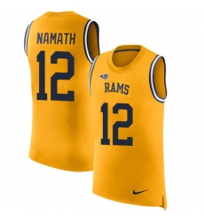 Men's Nike Los Angeles Rams #12 Joe Namath Limited Gold Rush Player Name & Number Tank Top NFL Jersey