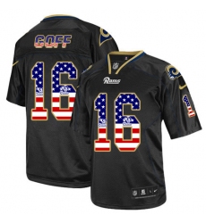 Men's Nike Los Angeles Rams #16 Jared Goff Elite Black USA Flag Fashion NFL Jersey