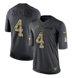 Men's Nike Los Angeles Rams #4 Greg Zuerlein Limited Black 2016 Salute to Service NFL Jersey