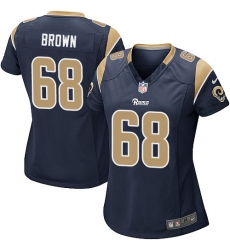 Women's Nike Los Angeles Rams #68 Jamon Brown Game Navy Blue Team Color NFL Jersey