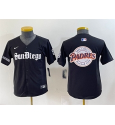 Youth San Diego Padres Team Big Logo Black Gothic Edition Vapor Limited Stitched Baseball Jersey