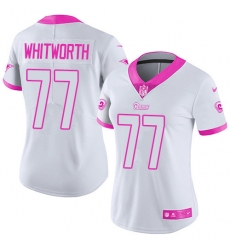 Women's Nike Los Angeles Rams #77 Andrew Whitworth Limited White/Pink Rush Fashion NFL Jersey