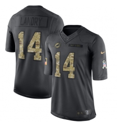 Men's Nike Miami Dolphins #14 Jarvis Landry Limited Black 2016 Salute to Service NFL Jersey