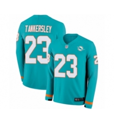Men's Miami Dolphins #23 Cordrea Tankersley Limited Aqua Therma Long Sleeve Football Jersey