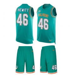 Men's Nike Miami Dolphins #46 Neville Hewitt Limited Aqua Green Tank Top Suit NFL Jersey