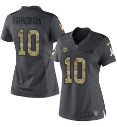 Women's Nike Minnesota Vikings #10 Fran Tarkenton Limited Black 2016 Salute to Service NFL Jersey