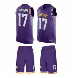 Men's Nike Minnesota Vikings #17 Jarius Wright Limited Purple Tank Top Suit NFL Jersey