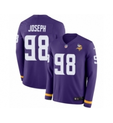 Men's Nike Minnesota Vikings #98 Linval Joseph Limited Purple Therma Long Sleeve NFL Jersey