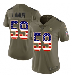 Women's Nike Minnesota Vikings #59 Emmanuel Lamur Limited White/Pink Rush Fashion NFL Jersey