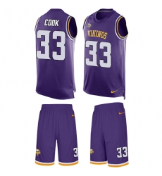 Men's Nike Minnesota Vikings #33 Dalvin Cook Limited Purple Tank Top Suit NFL Jersey