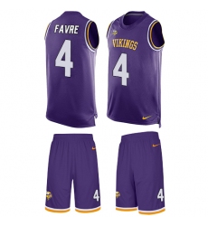 Men's Nike Minnesota Vikings #4 Brett Favre Limited Purple Tank Top Suit NFL Jersey