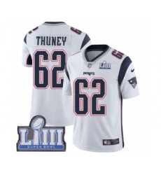 Men's Nike New England Patriots #62 Joe Thuney White Vapor Untouchable Limited Player Super Bowl LIII Bound NFL Jersey