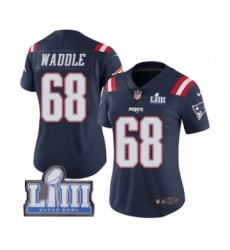 Women's Nike New England Patriots #68 LaAdrian Waddle Limited Navy Blue Rush Vapor Untouchable Super Bowl LIII Bound NFL Jersey
