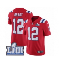 Youth Nike New England Patriots #12 Tom Brady Red Alternate Vapor Untouchable Limited Player Super Bowl LIII Bound NFL Jersey