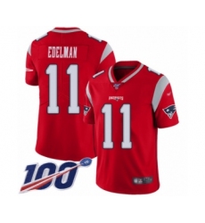 Men's New England Patriots #11 Julian Edelman Limited Red Inverted Legend 100th Season Football Jersey