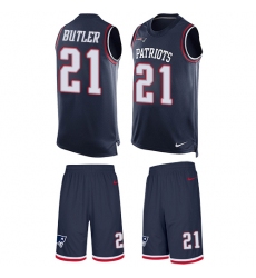 Men's Nike New England Patriots #21 Malcolm Butler Limited Navy Blue Tank Top Suit NFL Jersey