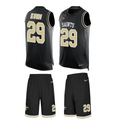 Men's Nike New Orleans Saints #29 John Kuhn Limited Black Tank Top Suit NFL Jersey