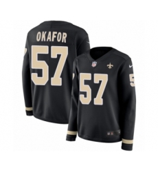Women's Nike New Orleans Saints #57 Alex Okafor Limited Black Therma Long Sleeve NFL Jersey