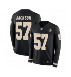 Youth Nike New Orleans Saints #57 Rickey Jackson Limited Black Therma Long Sleeve NFL Jersey
