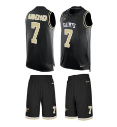 Men's Nike New Orleans Saints #7 Morten Andersen Limited Black Tank Top Suit NFL Jersey