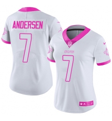 Women's Nike New Orleans Saints #7 Morten Andersen Limited White/Pink Rush Fashion NFL Jersey