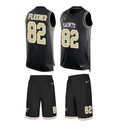 Men's Nike New Orleans Saints #82 Coby Fleener Limited Black Tank Top Suit NFL Jersey