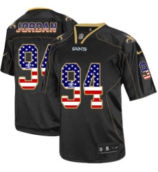 Men's Nike New Orleans Saints #94 Cameron Jordan Elite Black USA Flag Fashion NFL Jersey