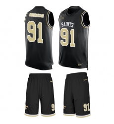 Men's Nike New Orleans Saints #91 Trey Hendrickson Limited Black Tank Top Suit NFL Jersey