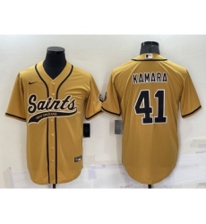 Men's New Orleans Saints #41 Alvin Kamara Gold Stitched MLB Cool Base Nike Baseball Jersey