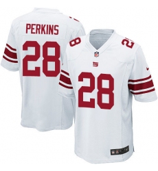 Men's Nike New York Giants #28 Paul Perkins Game White NFL Jersey