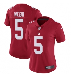 Women's Nike New York Giants #5 Davis Webb Elite Red Alternate NFL Jersey