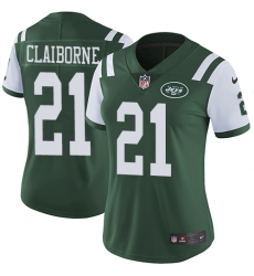 Women's Nike New York Jets #21 Morris Claiborne Elite Green Team Color NFL Jersey