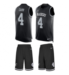 Men's Nike Oakland Raiders #4 Derek Carr Limited Black Tank Top Suit NFL Jersey