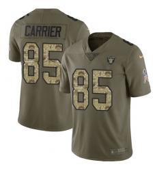 Youth Nike Oakland Raiders #85 Derek Carrier Limited Olive Camo 2017 Salute to Service NFL Jersey