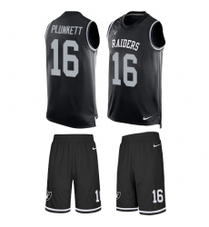 Men's Nike Oakland Raiders #16 Jim Plunkett Limited Black Tank Top Suit NFL Jersey