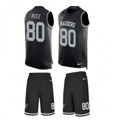 Men's Nike Oakland Raiders #80 Jerry Rice Limited Black Tank Top Suit NFL Jersey