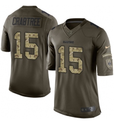 Youth Nike Oakland Raiders #15 Michael Crabtree Elite Green Salute to Service NFL Jersey