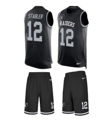 Men's Nike Oakland Raiders #12 Kenny Stabler Limited Black Tank Top Suit NFL Jersey