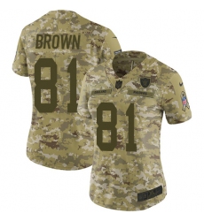 Women's Nike Oakland Raiders #81 Tim Brown Limited Camo 2018 Salute to Service NFL Jersey