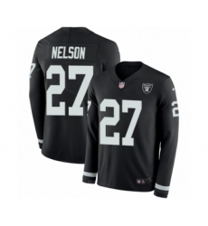 Youth Nike Oakland Raiders #27 Reggie Nelson Limited Black Therma Long Sleeve NFL Jersey