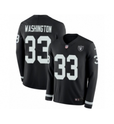 Men's Nike Oakland Raiders #33 DeAndre Washington Limited Black Therma Long Sleeve NFL Jersey