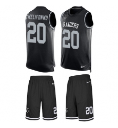 Men's Nike Oakland Raiders #20 Obi Melifonwu Limited Black Tank Top Suit NFL Jersey