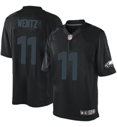 Men's Nike Philadelphia Eagles #11 Carson Wentz Limited Black Impact NFL Jersey